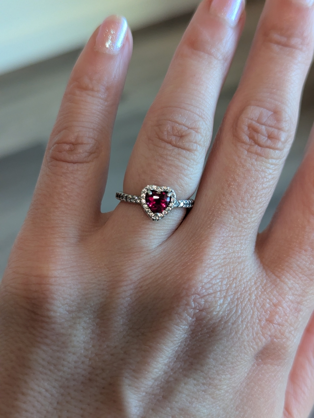 Pandora Sterling Silver Elevated Red Heart Ring CZ Size 4.5 EU 48 Promise Ring